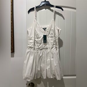 White Sleeveless Sundress with V-Neck